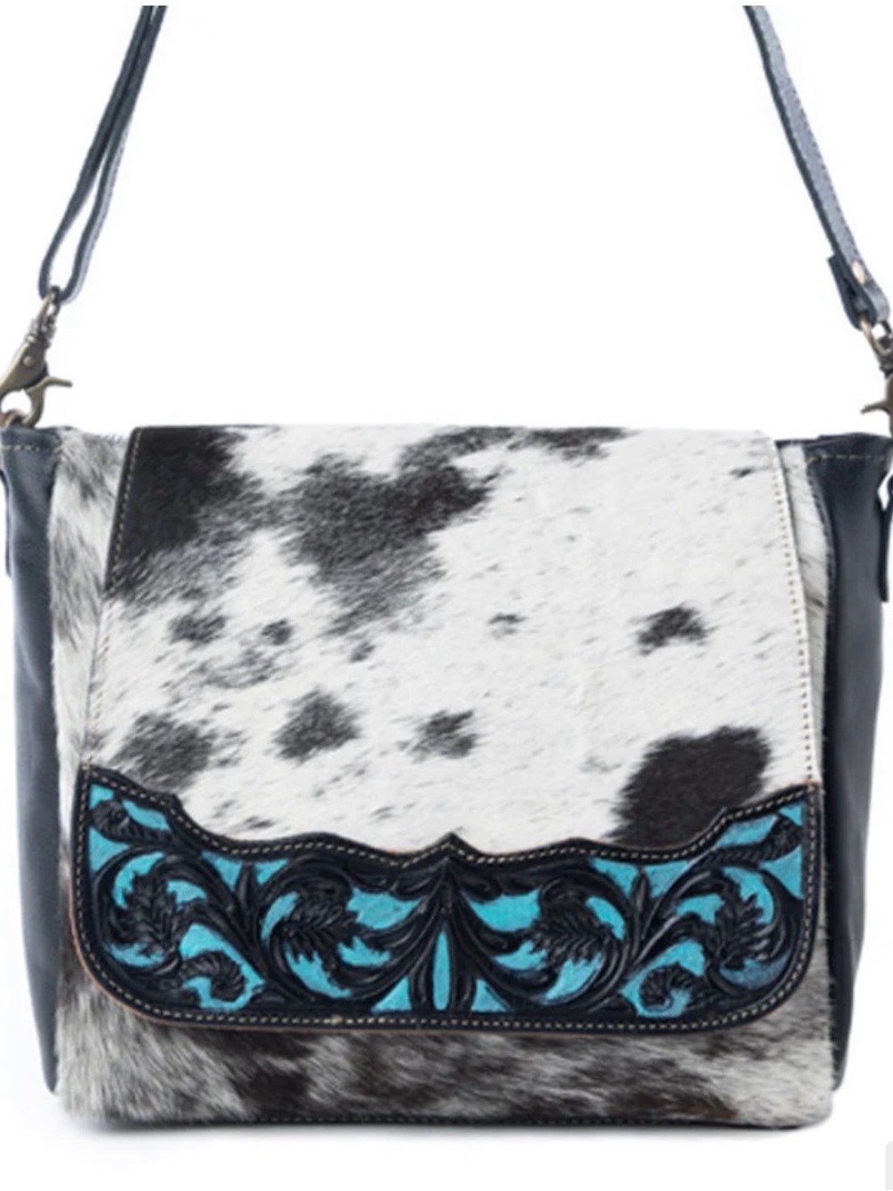 MYRA SAGEBRUSH VALE HAIRON LEATHER CONCEALED CARRY BAG ONYX FROST CROSSBODY TURQ